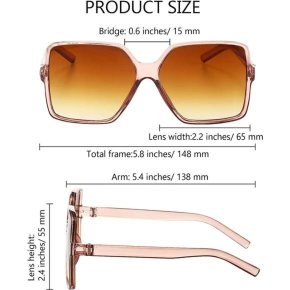 3 Pack Oversized Square Sunglasses for Women Big Large Wide Vintage Shades - Picture 2 of 7